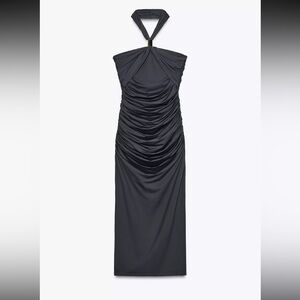 Zara Black Halter Neck Midi Dress